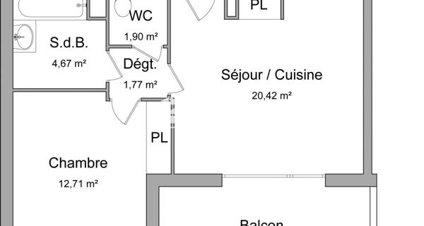 Location Appartement 2 pièces 41.47 m² - Toulouse 31300