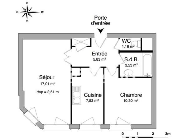 Location Appartement 2 pièces 45.4 m² - 2 RUE DE LA SAIGNE RESIDENCE LES MOULINS DE LA SAIGNE Chamalieres 63400