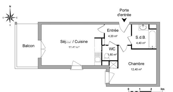 Location Appartement 2 pièces 42.2 m² - Décines-charpieu 69150