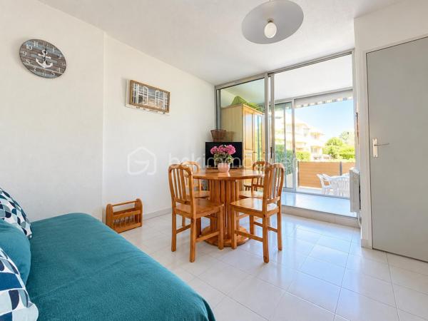 Dans le secteur recherché du Palais de la mer rive gauche découvrez ce charmant P2 cabine en RDC de 34m² environ habitable, situé au calme, côté espaces verts.

En bon état et vendu meublé, ce bien offre un cadre de vie agréable, à proximité immédiate des commerces et de la plage.

Il se compose d’un séjour, d’un espace cabine, d’une salle d’eau avec douche, ainsi que de WC séparés. Vous profiterez également d'une loggia vitrée ainsi que d'une terrasse d’environ 20 m², idéale pour les repas en extérieur et les moments de détente.

Le logement bénéficie de prestations appréciables : double vitrage, volets électriques et installation électrique aux normes.

La résidence est sécurisée, avec vidéosurveillance et local à vélos fermé.

Un parking privé complète ce lot.

Un bien idéal pour une résidence secondaire, un pied-à-terre ou un investissement locatif, dans un secteur recherché du Grau-du-Roi.
Alors une visite s'impose, contactez-moi................