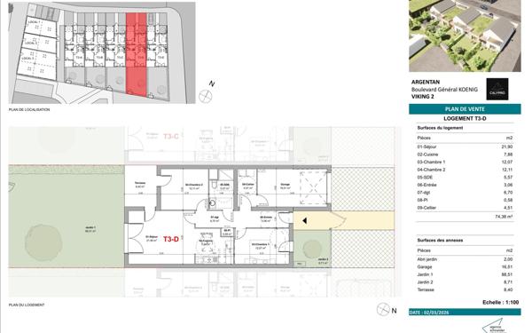 Maison à vendre    3 pièces •  Argentan