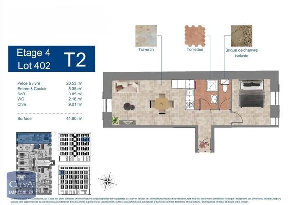 Appartement à vendre 2 pièces 41.8m²