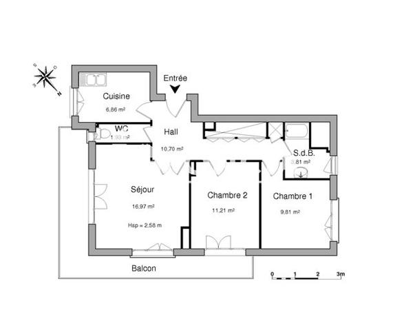 Location Appartement 3 pièces 60.89 m² - LES POMMIERS Vallauris 06220