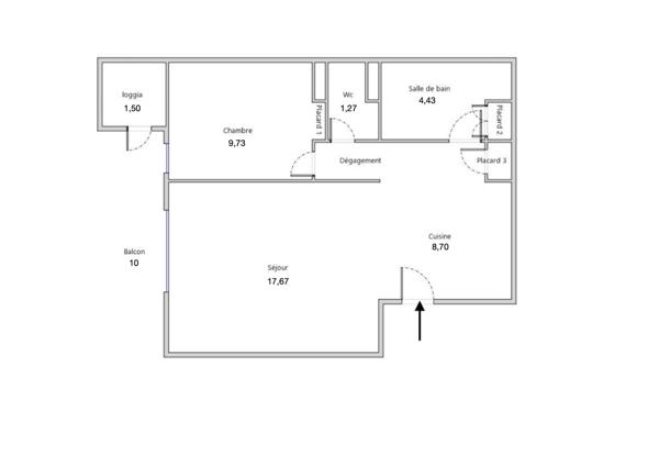 Appartement à vendre 2 pièces 45 m² Nîmes-Saint-Césaire