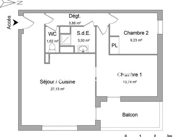 Location Appartement 3 pièces 59.07 m² - 1A rue Simone Veil Deville Les Rouen 76250