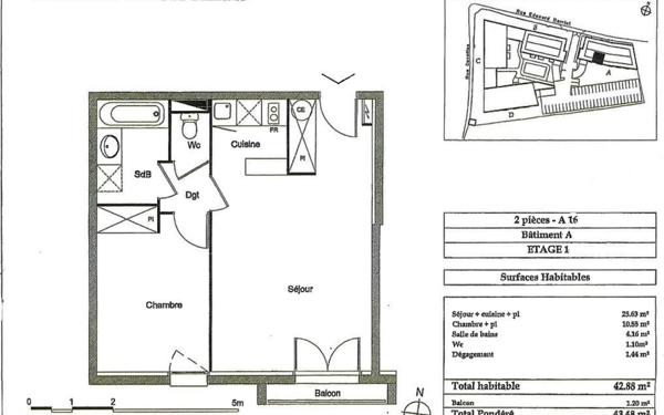 Appartement à vendre    2 pièces • 42,88 m2 Lormont