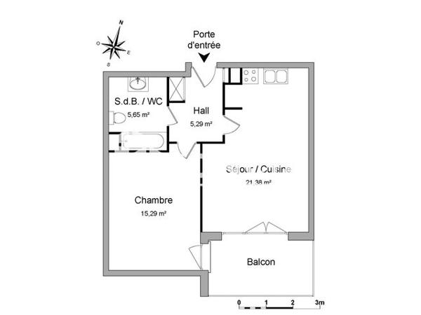 Location Appartement 2 pièces 47.61 m² - 1 RUE DE ZERMATT Lingolsheim 67380