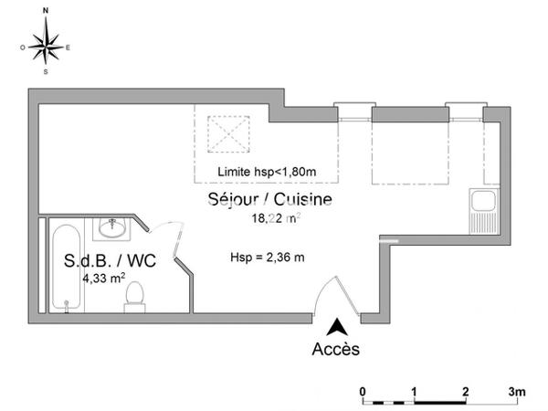 Location Studio 22.55 m² - 48 RUE FBG DE PIERRE Strasbourg 67000