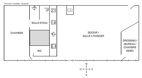 Paris 18ème, Appartement 1 Chambre -  46 m² à vendre