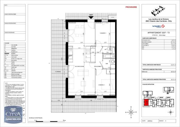 Appartement à louer 3 pièces 65.89m²
