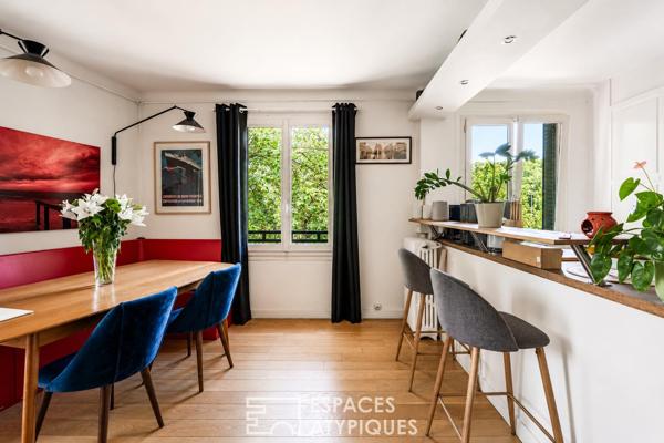 Vanves Michelet Appartement en pan coupé, triple exposition et balcon filant sur parc