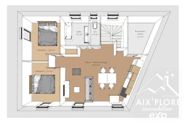 Appartement de type 3 avec garage et place de parkin