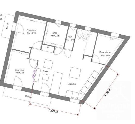 Appartement de type 3 avec garage et place de parkin