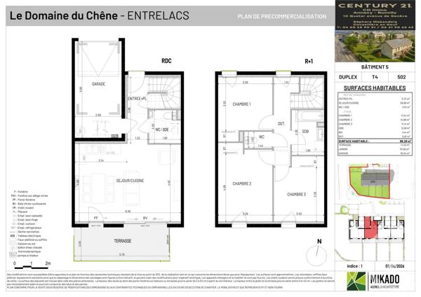 Maison à vendre  4 pièces - 88,29 m 2   ENTRELACS  - 73