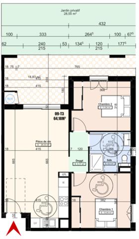 appartement à vendre 3 pièces BORGO (20) de 64,18 m2 avec terrasse et jardin