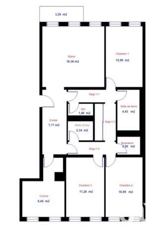 Appartement 4 pièces de 89 m² à Courbevoie (92400)