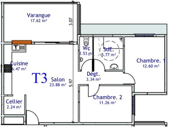 APPARTEMENT DE TYPE 3 NEUF AVEC TERRASSE - CAYENNE