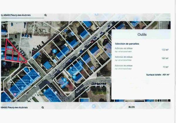 FLEURY LES AUBRAIS CENTRE, à vendre Terrain constructible de 401m2 emprise au sol de 282 m2
