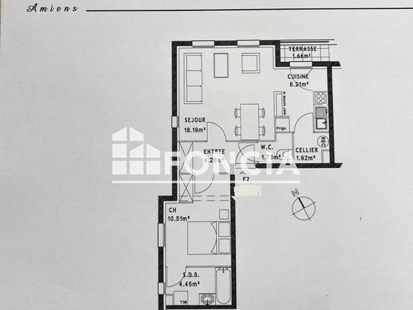 Appartement 2 pièces T2 F2 47.27 m² à Amiens 80000 à vendre