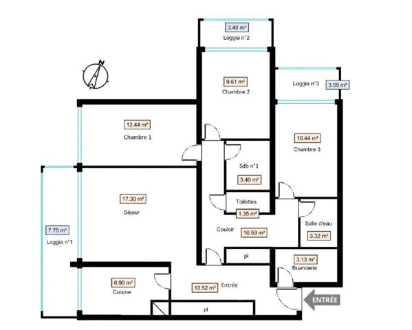 4P PROCHE TOUS COMMERCES, TRES LUMINEUX