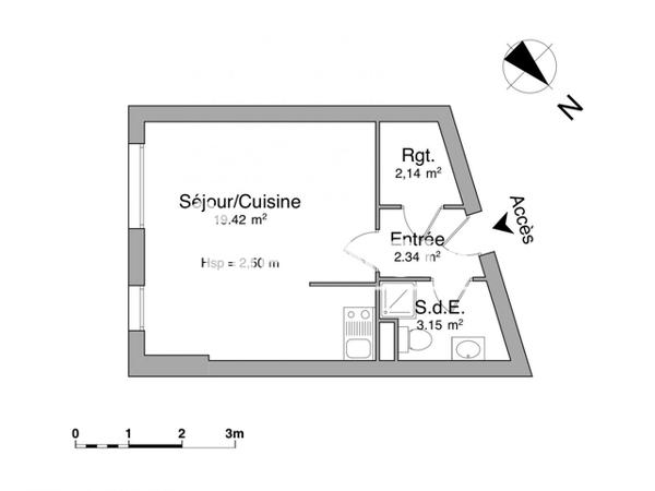 Location Studio 27.05 m² - 93-99 RUE CHARLES LEGENDRE Limoges 87000