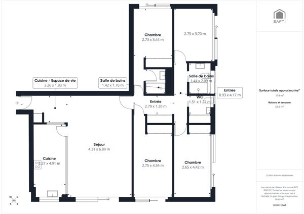Bel appartement familial lumineux avec larges balcons et vue dégagée