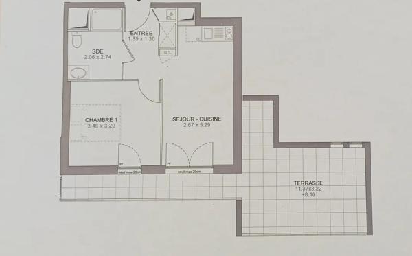 Appartement T2 neuf avec grande terrasse couverte Centre-v