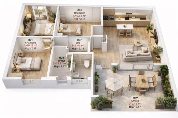 À VENDRE – Appartement 6 pièces 96 m² avec cour – Sète cœur de ville