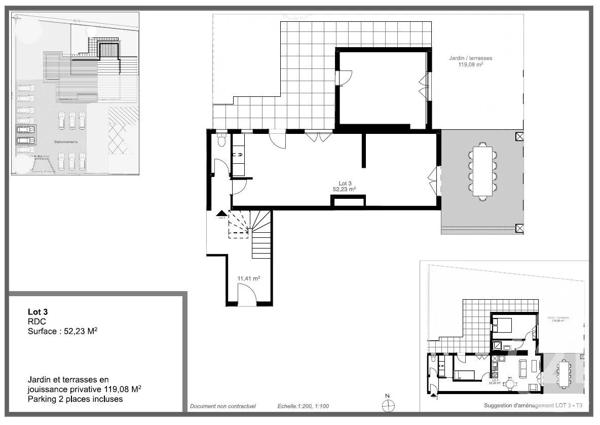 Appartement T3 à vendre  3 pièces - 52,23 m 2   ANGRESSE  - 40