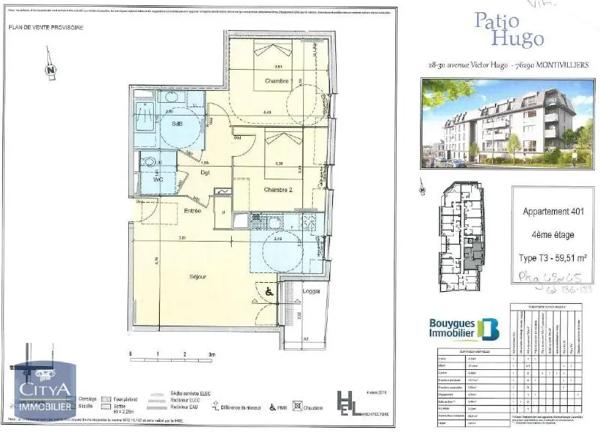 Appartement à louer 3 pièces 60.06m² Montivilliers (76290)