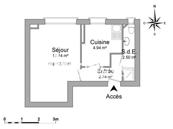 Location Studio 22.62 m² - 184 RUE DE FONTENAY Vincennes 94300