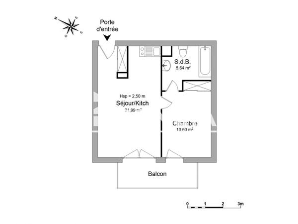 Location Appartement 2 pièces 38.23 m² - 12 RUE DU CHANOINE LABORDE Pau 64000