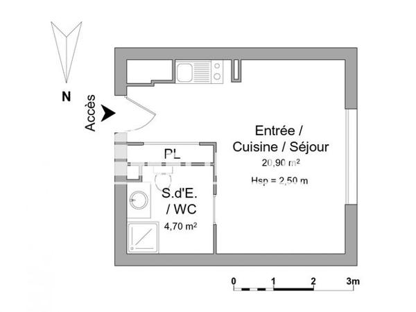Location Studio 25.6 m² - 52 BIS AVENUE MAURICE THOREZ Ivry Sur Seine 94200