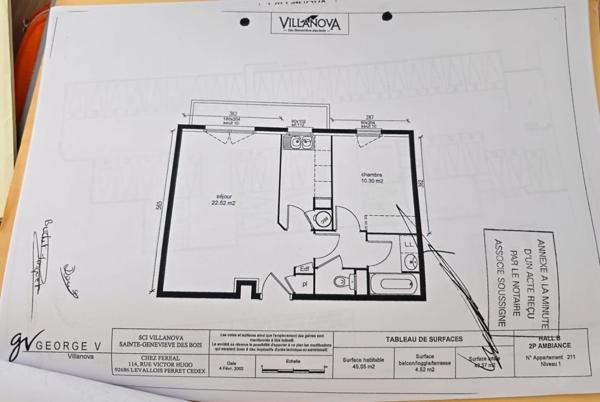 Appartement F2, 45 m² sans vis à vis et Lumineux.