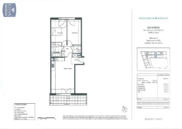 Appartement à louer 3 pièces 64.72m² Angers (49100)