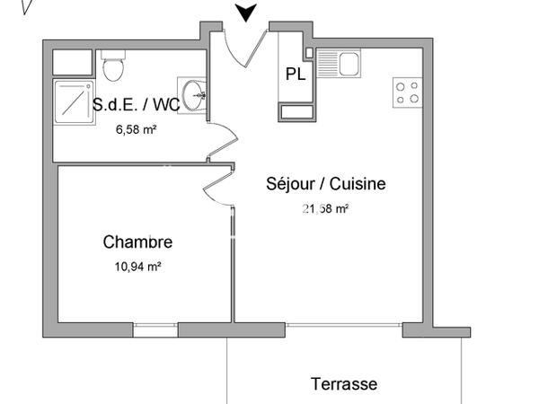 Location Appartement 2 pièces 39.1 m² - 4/4H RUE LE VERRIER 58D/58G MONT MALADES Mont Saint Aignan 76130