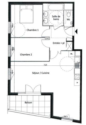 À vendre loué : Appartement 3 pièces à Décines-Charpieu - Réf. 5034