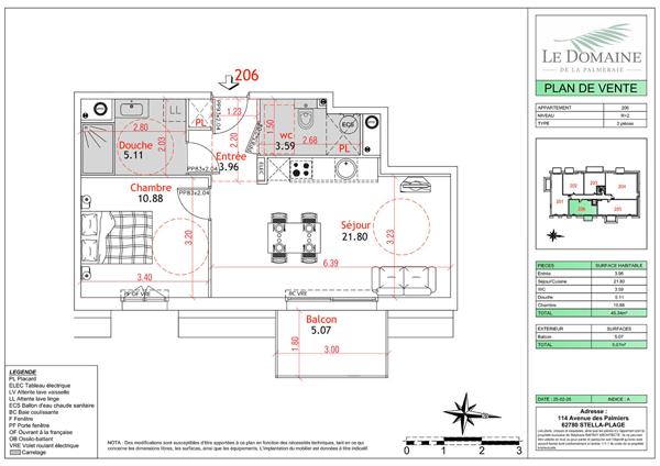 Appartement Cucq Stella Plage 2 pièces 45.34m²