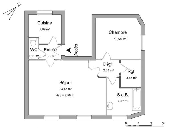 Location Appartement meublé 2 pièces 54.49 m² - 3e ETAGE - PORTE 3 Niort 79000
