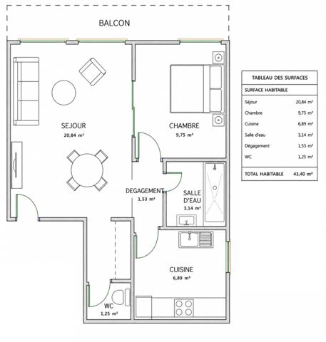 SEIGNOSSE OCEAN(40) - APPARTEMENT 2 PIECES - PLAGE A PIED