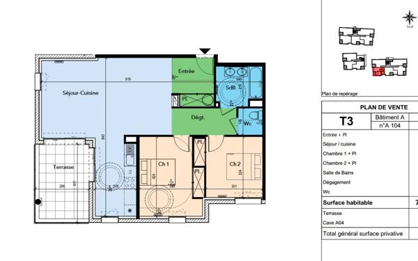 Appartement à vendre    3 pièces • 79,25 m2 Lapalud