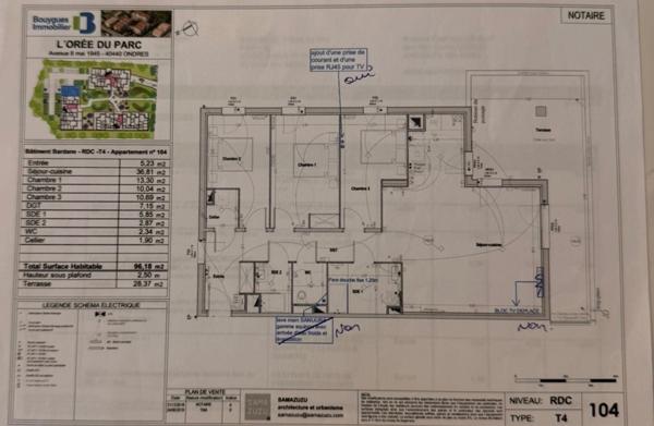 À vendre – Superbe appartement T4 en rez-de-chaussée surélevé – Ondres