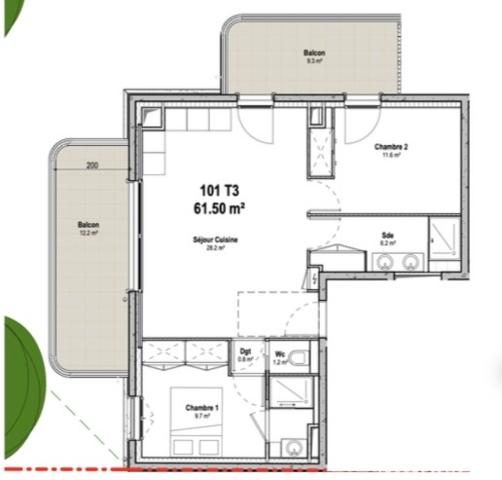 Appartement à vendre 3 pièces 62 m² Lyon 3