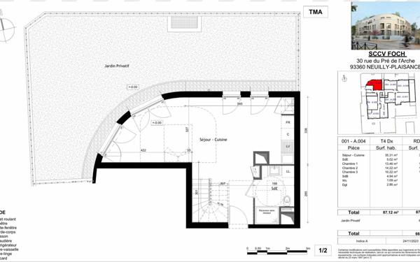 Appartement à vendre    4 pièces • 87,92 m2 Neuilly-Plaisance