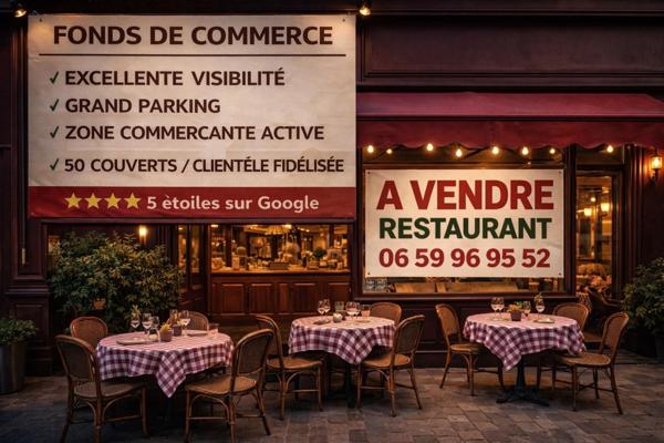 Restaurant 5 étoiles Google – Emplacement premium + parking
