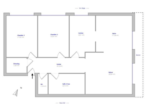 Appartement 3 pièces - 81 m² Exclusivité
