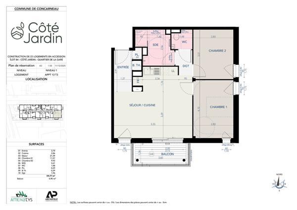 Appartement Concarneau T3 de 59,77 m² dans un programme neuf immobilier proche centre ville .