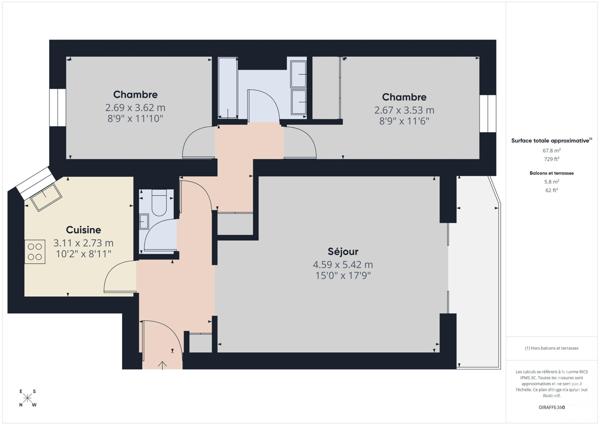 Appartement F3 à vendre  3 pièces - 68,21 m2 BOULOGNE BILLANCOURT - 92