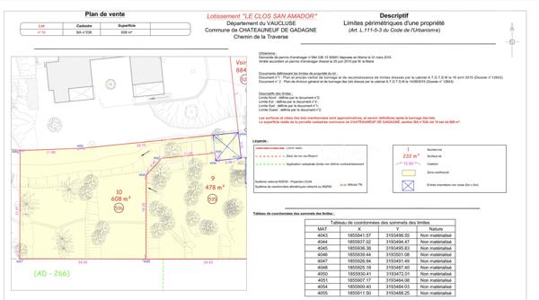 Lotissement de 608 m²