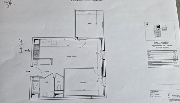 Appartement  T2 Challes Les Eaux  43 m2 avec garage